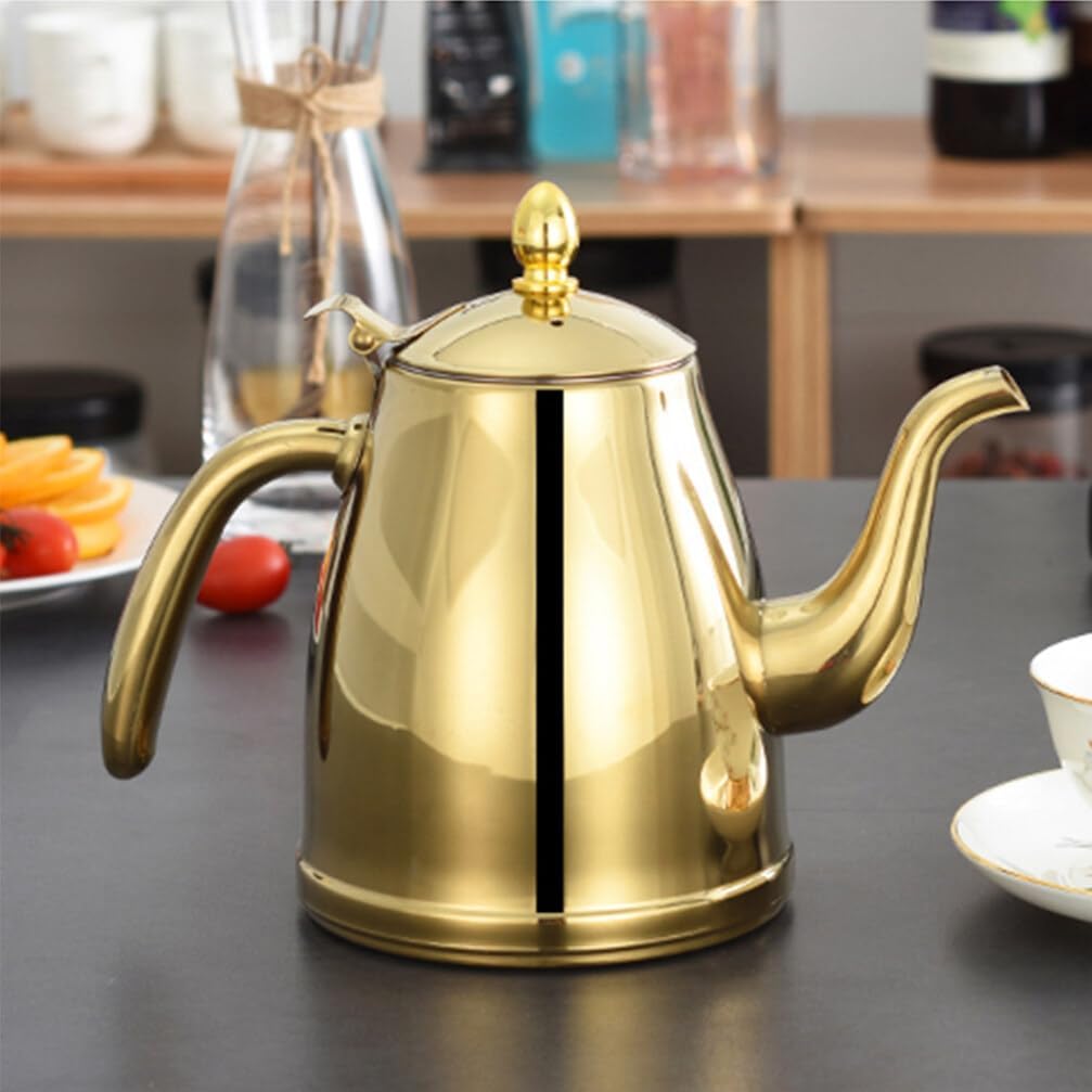 Luxshiny Tetera de acero inoxidable Tetera de cuello de cisne Tetera con tapa de gas Tetera hervida Botella dispensadora de aceite de oliva Botella