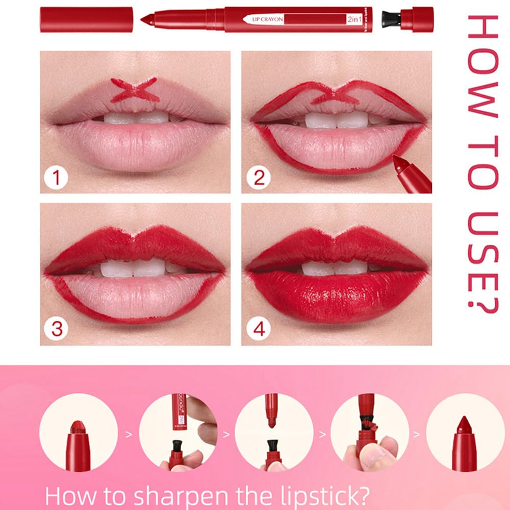 Juego de 4 lápices de labios mate, lápiz delineador de labios retráctil impermeable, delineador de labios de alta pigmentación para maquillaje