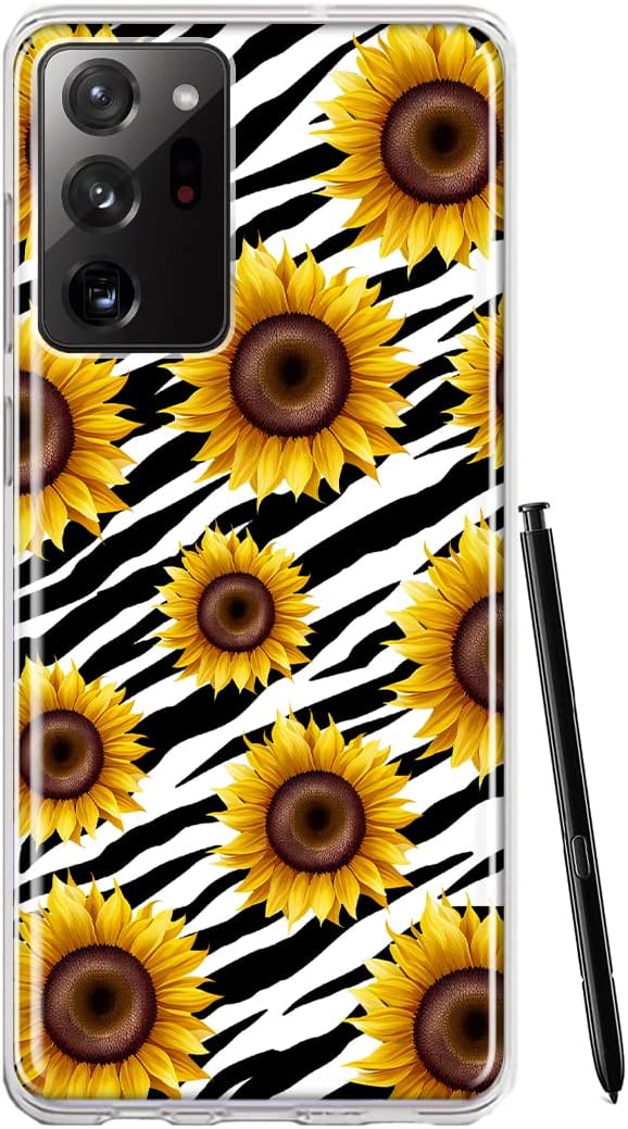 MUNDAZE – for Samsung Galaxy Note 20 Ultra White Zebra Sunflowers Polkadots Case Slim Hybrid Shockproof Hard Shell Soft TPU Heavy Duty Protective