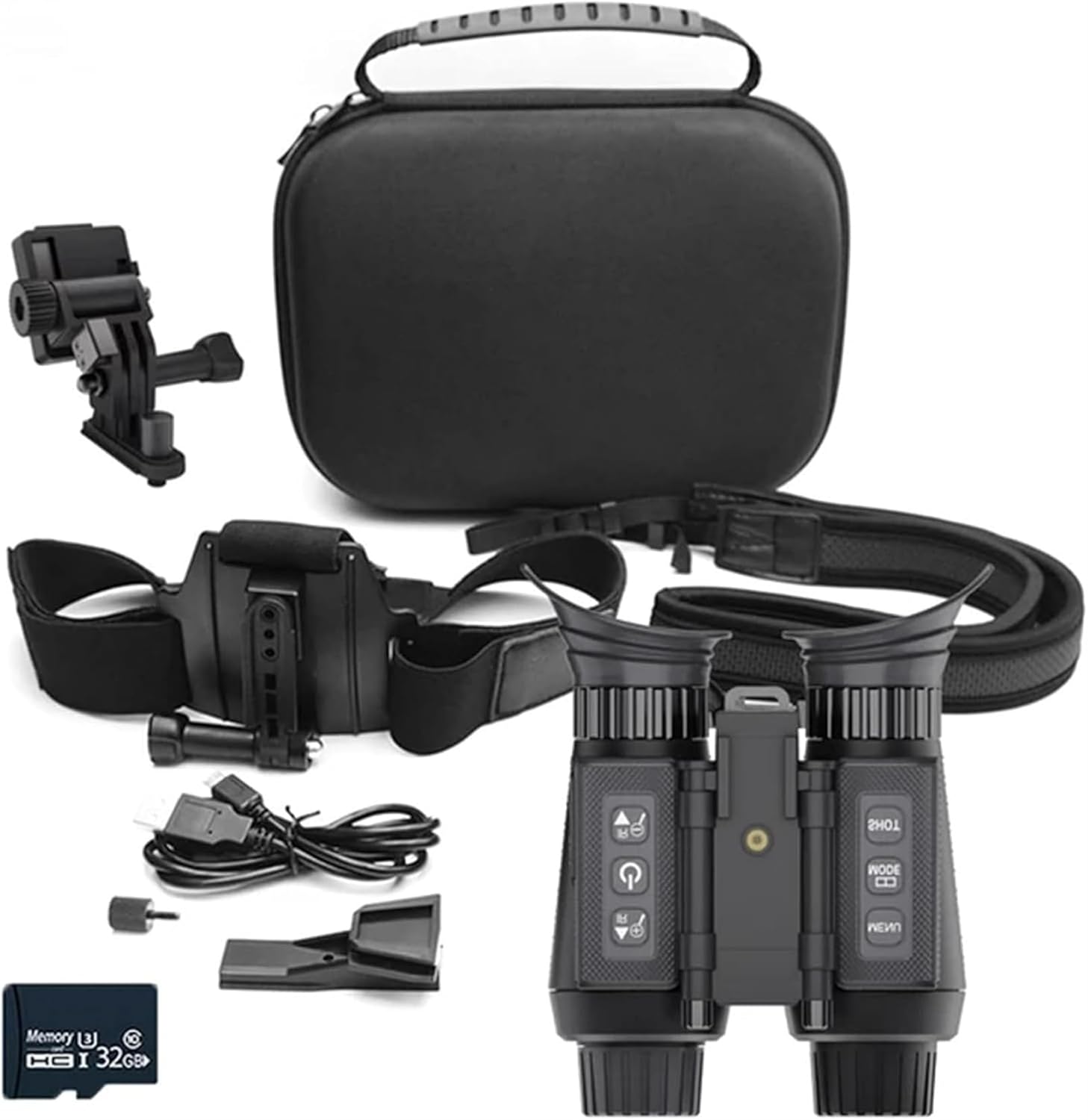 Gafas de visión nocturna con tarjeta de memoria de 32 GB para adultos, casco táctico militar 4K digital infrarrojo para caza, observación de vida