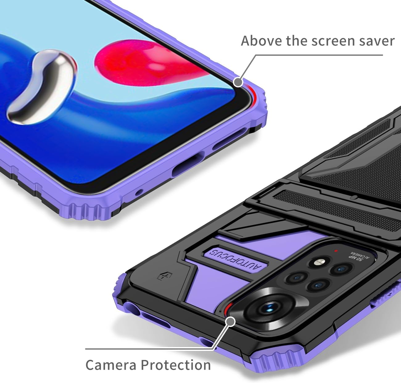 Funda de teléfono para Redmi Note 11Redmi Note 11S 2201117TY Funda con protector de pantalla, cartera desmontable para tarjeta de crédito con
