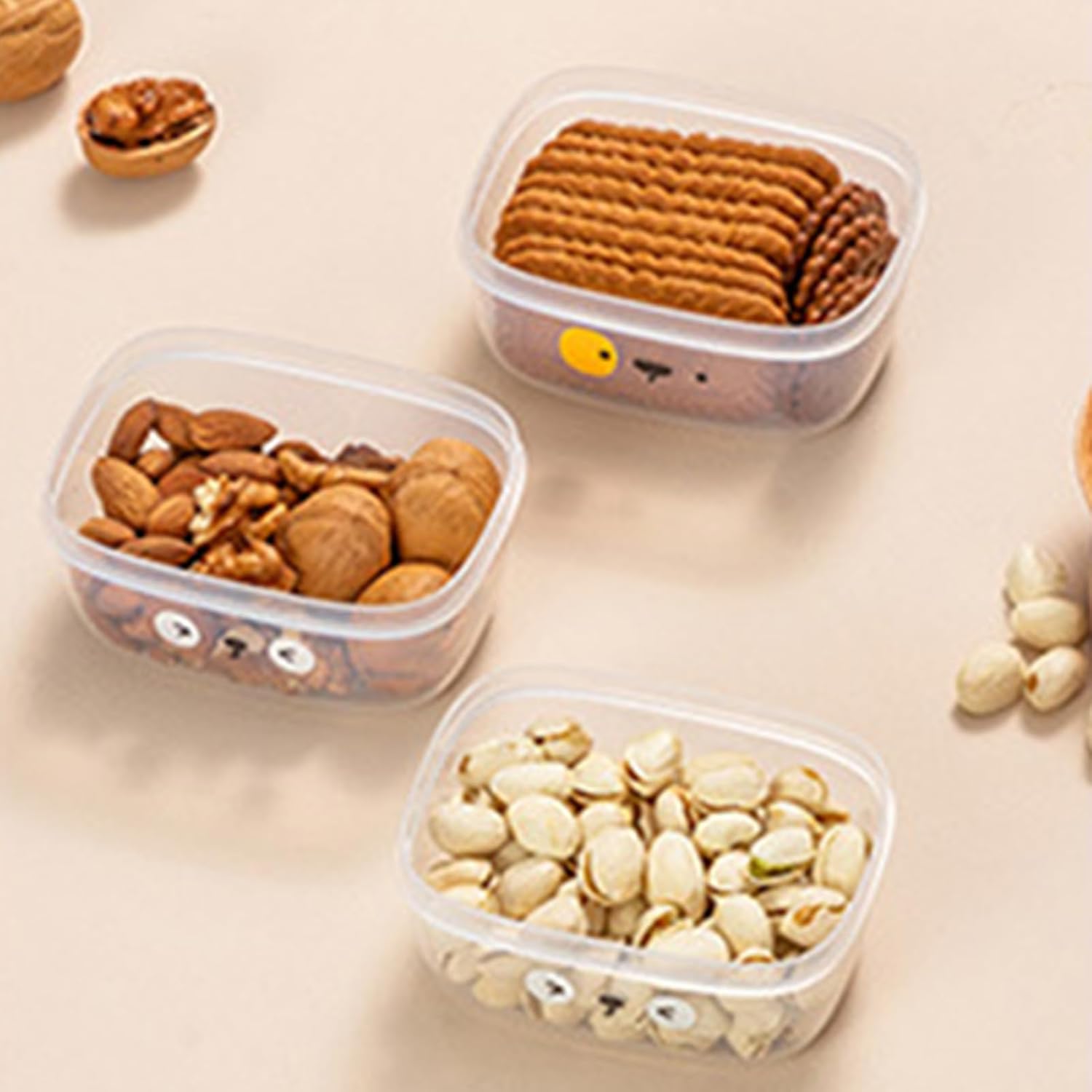 TOPINCN Contenedor reutilizable de almacenamiento de alimentos, recipientes para congelador de dibujos animados con tapas, contenedor de plástico
