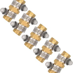 5 piezas de latón reductor de púas de empalme, mezclador de manguera de agua con abrazaderas de acero, reductor de púas de manguera de jardín, 5 piezas de latón reductor de púas de empalme, mezclador de manguera de agua con abrazaderas de acero, reductor de púas de manguera de jardín,