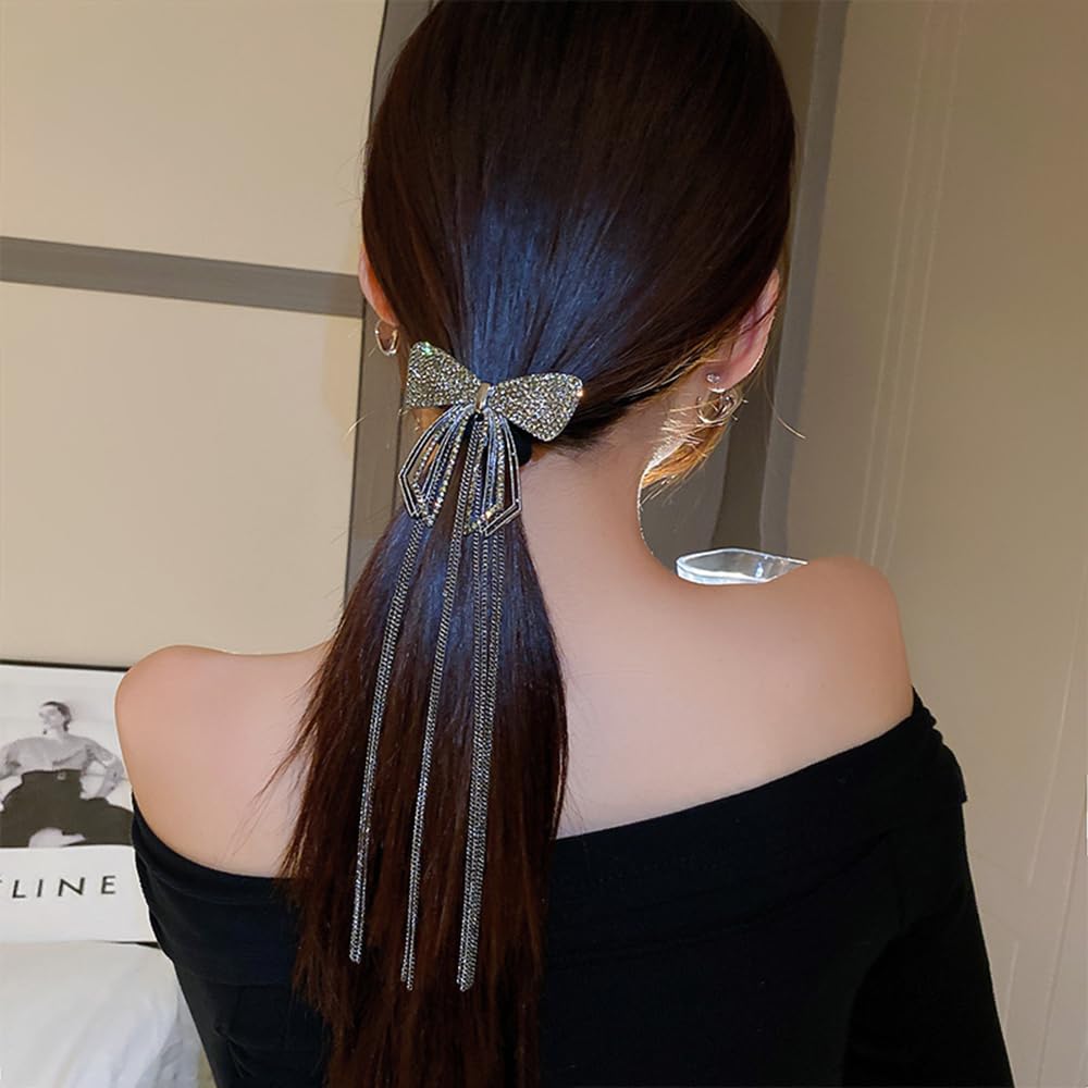 Pinza para el pelo de mariposa de cristal con diamantes de imitación de mariposa dorada con borla larga, pinza de mandíbula de mariposa de metal,