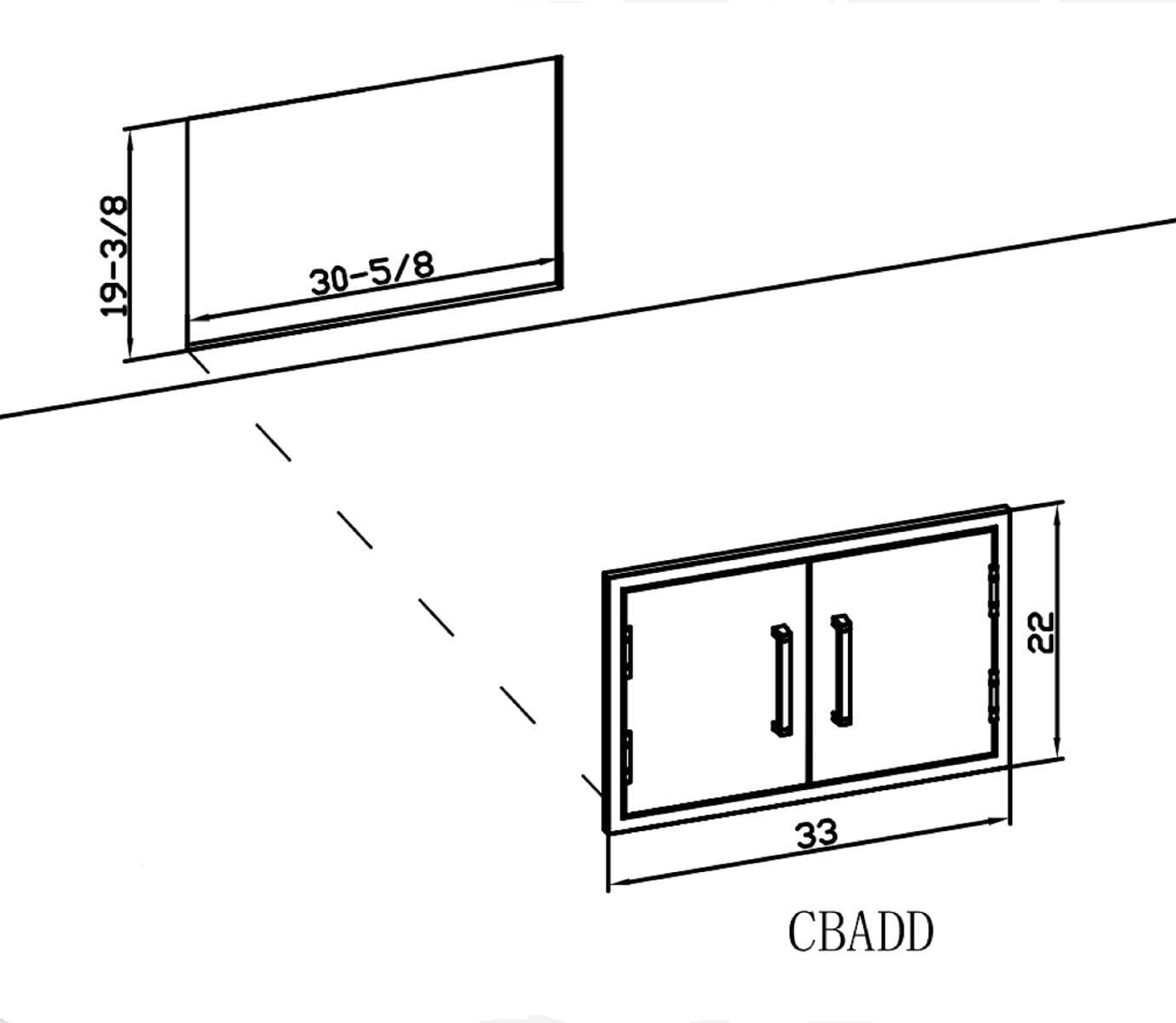 Bonfire Puerta de acceso doble de cocina al aire libre,33×22 pulgadas,Puertas de barbacoa de acero inoxidable 304,CBADD,Plata