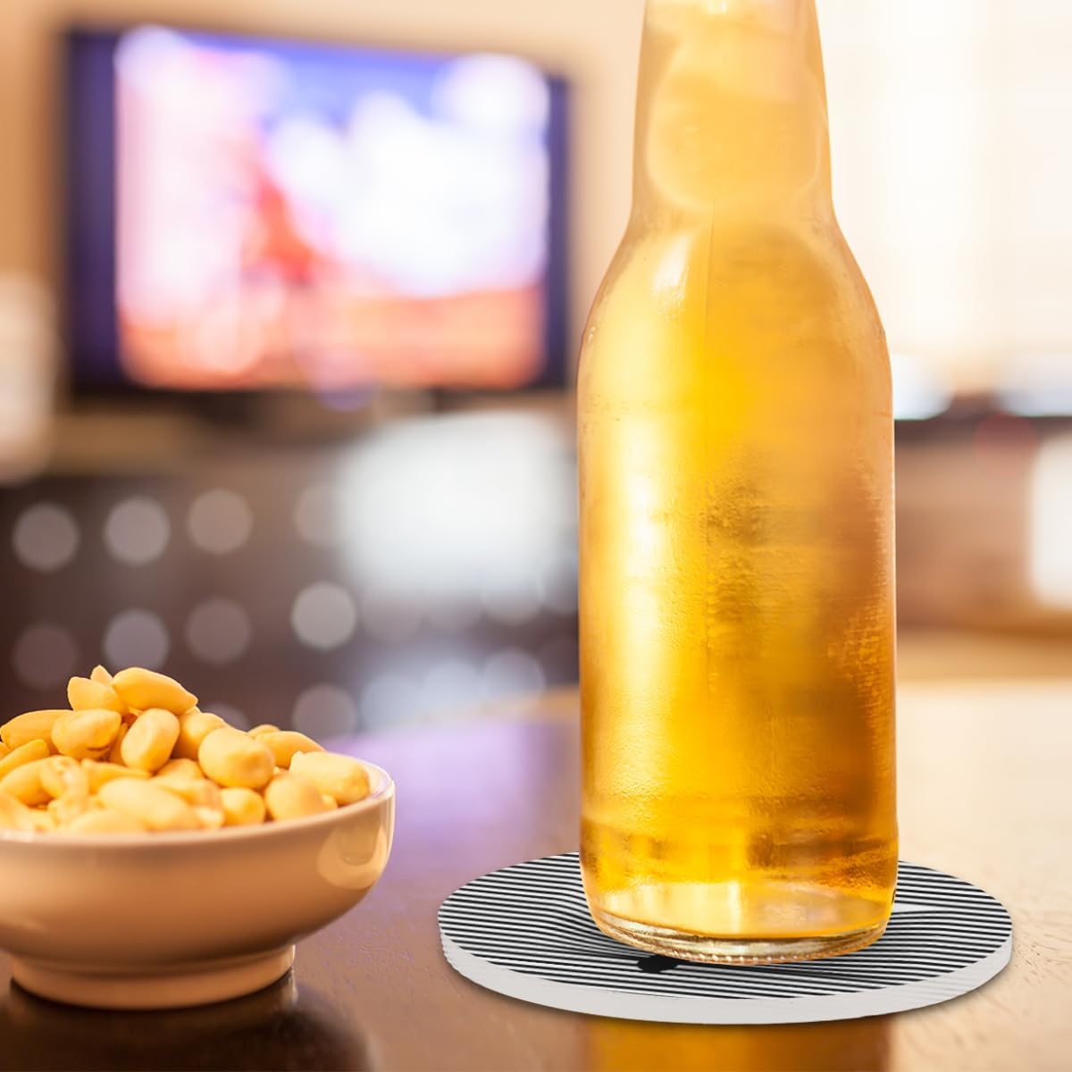 Posavasos para bebidas absorbentes a rayas para gatos, posavasos de cerámica para mesas de comedor, inauguración de la casa y decoración de