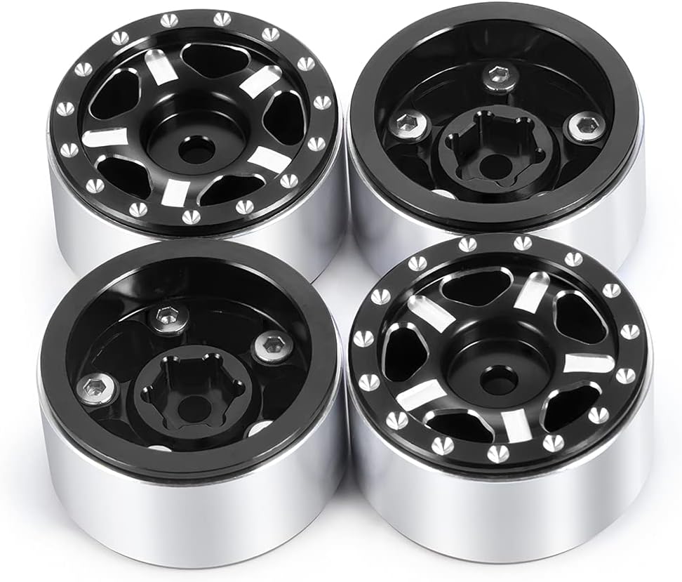 Juego de ruedas y neumáticos RC de 124 de 1 pulgada con micro Beadlock neumáticos de goma de 2.126in con inserto de espuma para cerrojo Axial SCX24