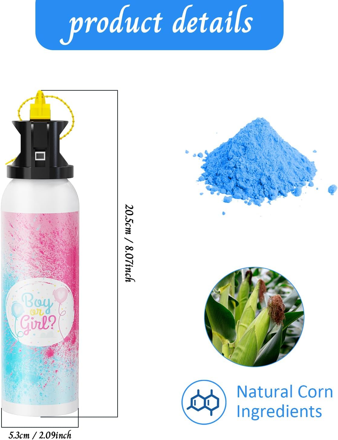 Extintor de revelación de género Blasters de color 2 unidades de lanzador azul solo para bebé niño con humo azul adecuado para decoraciones de