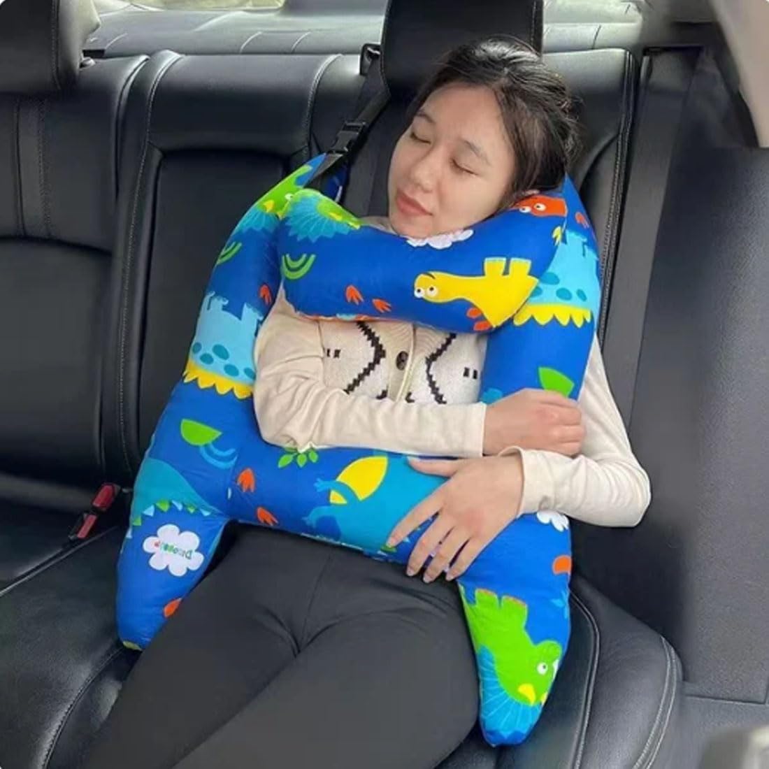 xiteluo Forma de H – Soporte de cabeza para dormir de coche para niños, almohadas de viaje para asiento de automóvil, almohada en forma de H para
