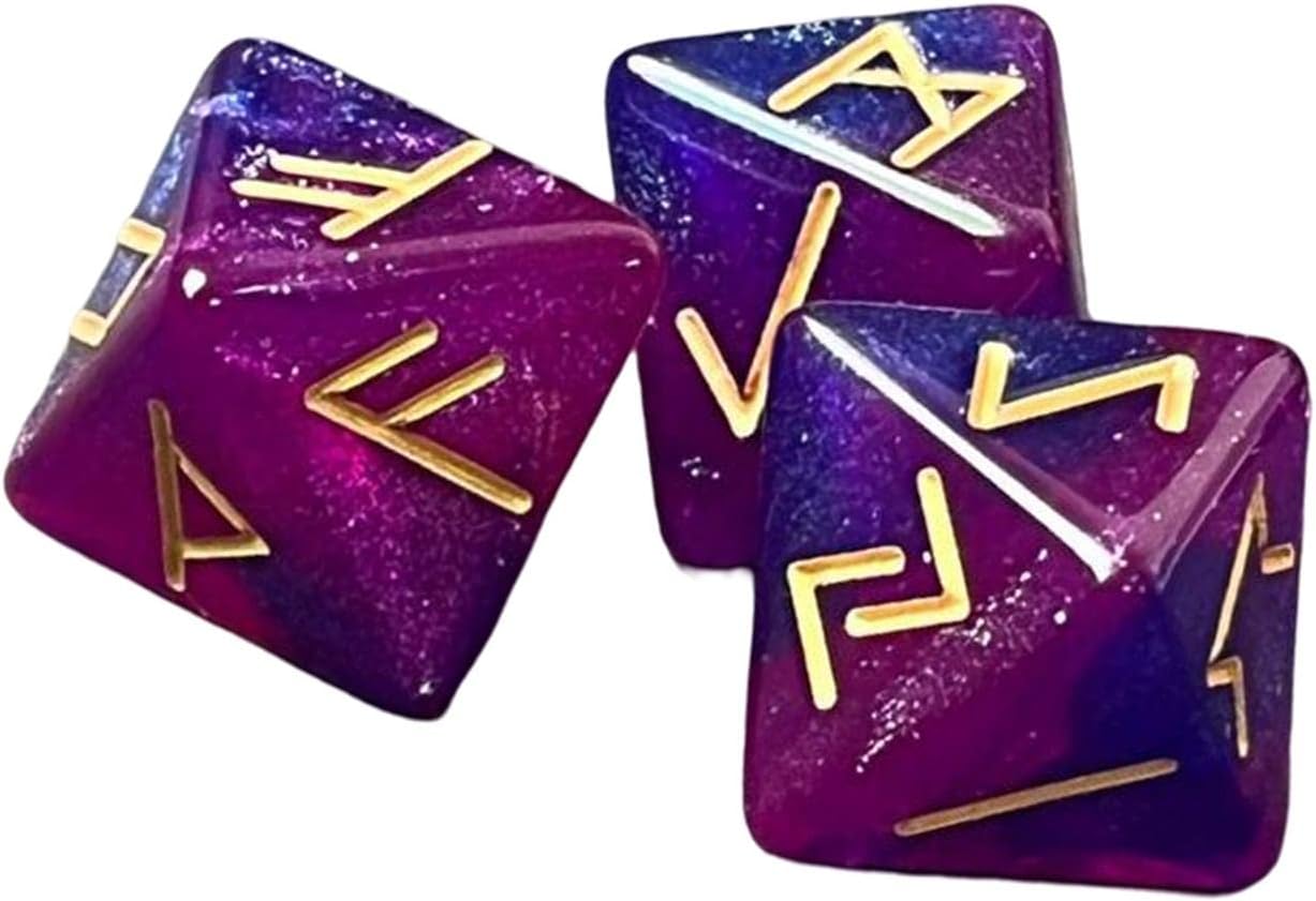 DYNWAVE Juego de 3 dados de acrílico de 12 caras, juego de mesa de dados poliédricos surtidos para juegos de rol, accesorio de adivinación, violeta