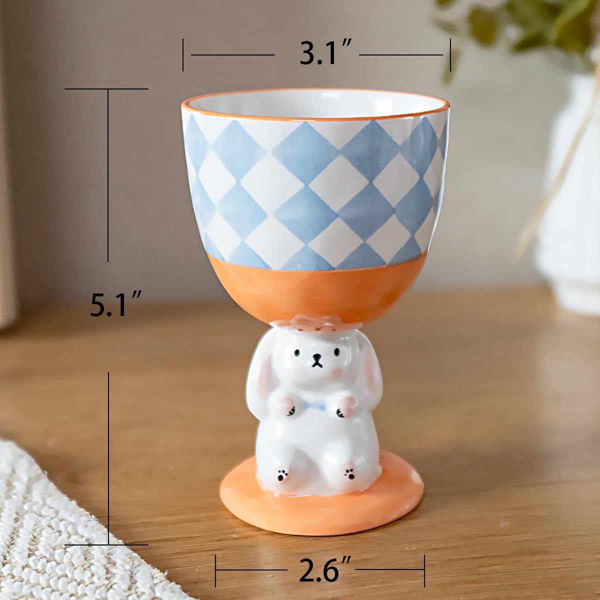 Taza de café original de 8 onzas con diseño de conejito 3D, hecha a mano, copa de cerámica, novedosa taza para el hogar, adornos de cocina, regalo