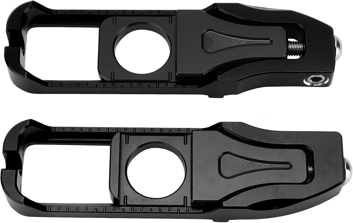 Ajustadores de cadena de motocicleta, par de ajustadores de cadena izquierda derecha de motocicleta de repuesto para YZF R6 20172020 (negro)