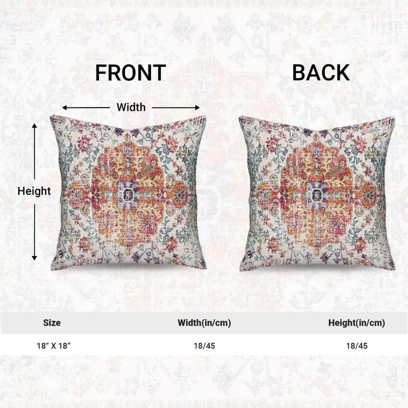 Juego de 2 fundas de almohada bohemias de 18 x 18 pulgadas, fundas de almohada decorativas para sofá, sala de estar, cama, funda de almohada de lino