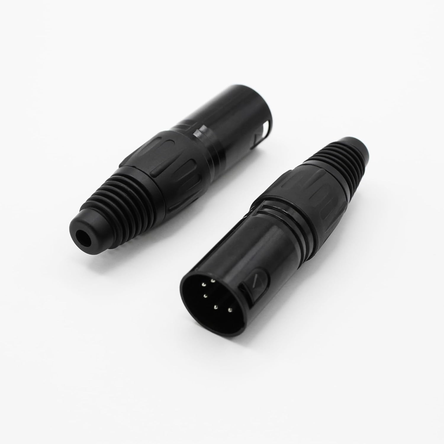 Conector de cable XLR de 5 pines XLR de 5 pines, conector macho de micrófono, conector de cable de micrófono, adaptador de audio, negro, paquete de 2