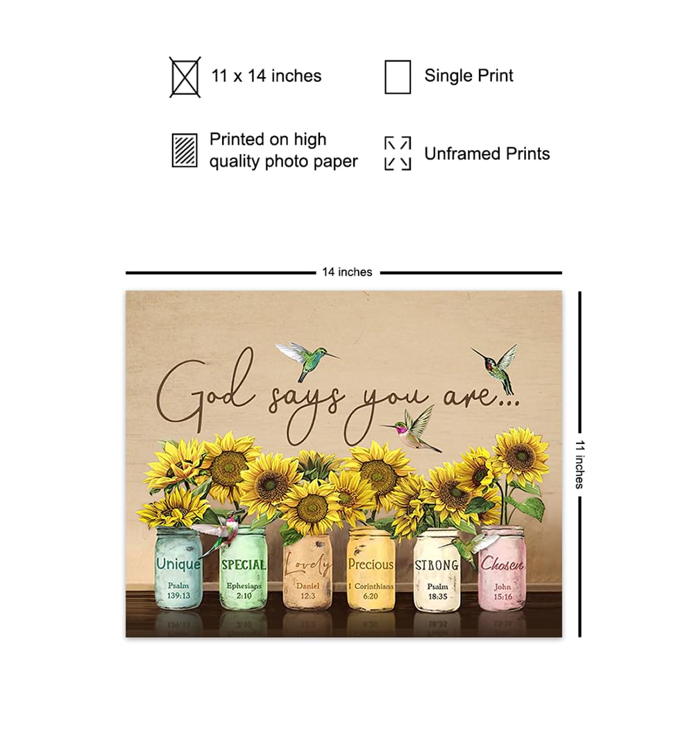 Christian affirmation Wall Art LARGE 11×14 – Inspirational Bible Verse – Religious Decor for Women – positive Quote Scripture Wall Decor – Catholic