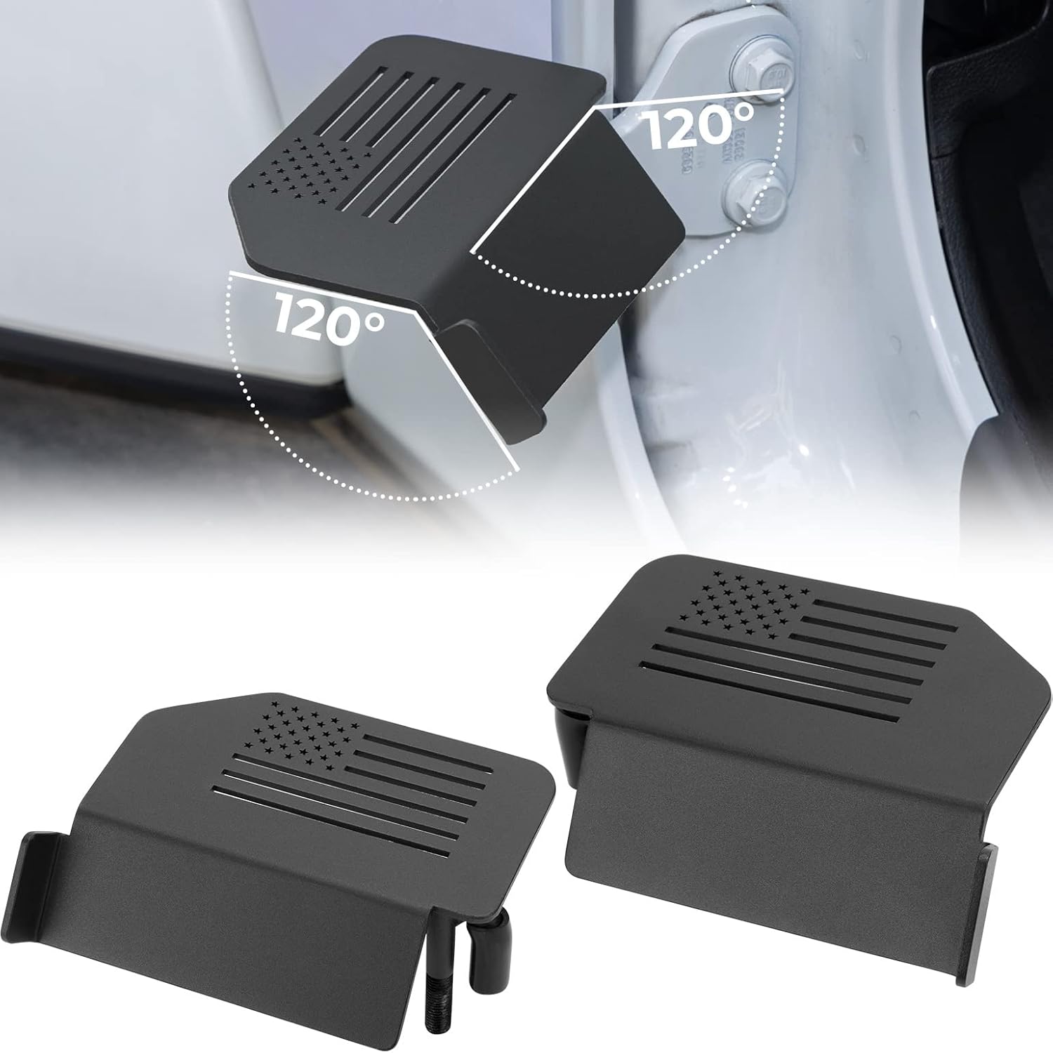 Estriberas Wrangler mejoradas compatibles con Wrangler JK JL Gladiator JT 2007 a 2024, ángulo de 120 para puerta exterior, bisagra, pedales,