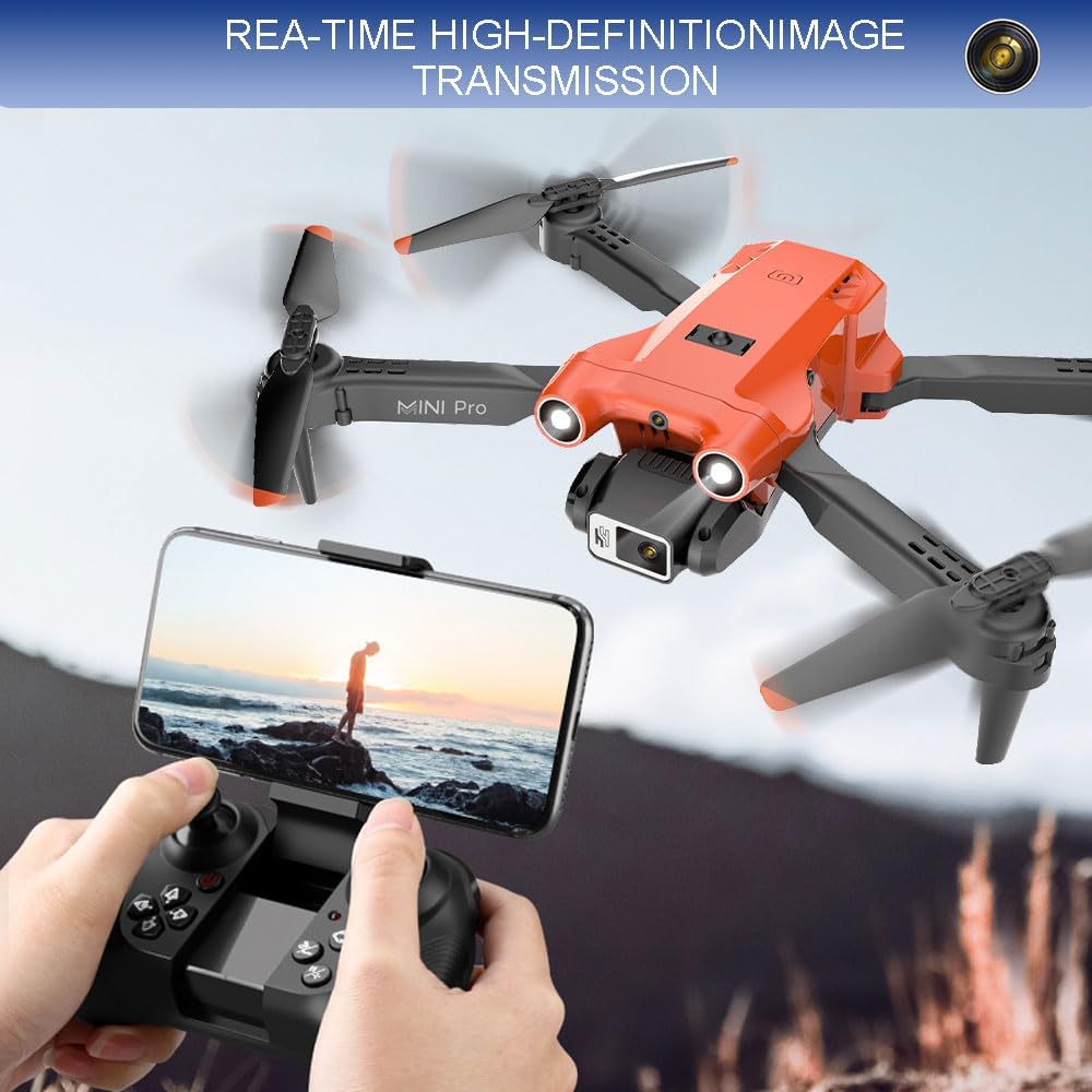 Dron de doble cámara para niños, mini dron con cámara HD para adultos principiantes, dron plegable, batería integrada de 1800 mAh, retención de