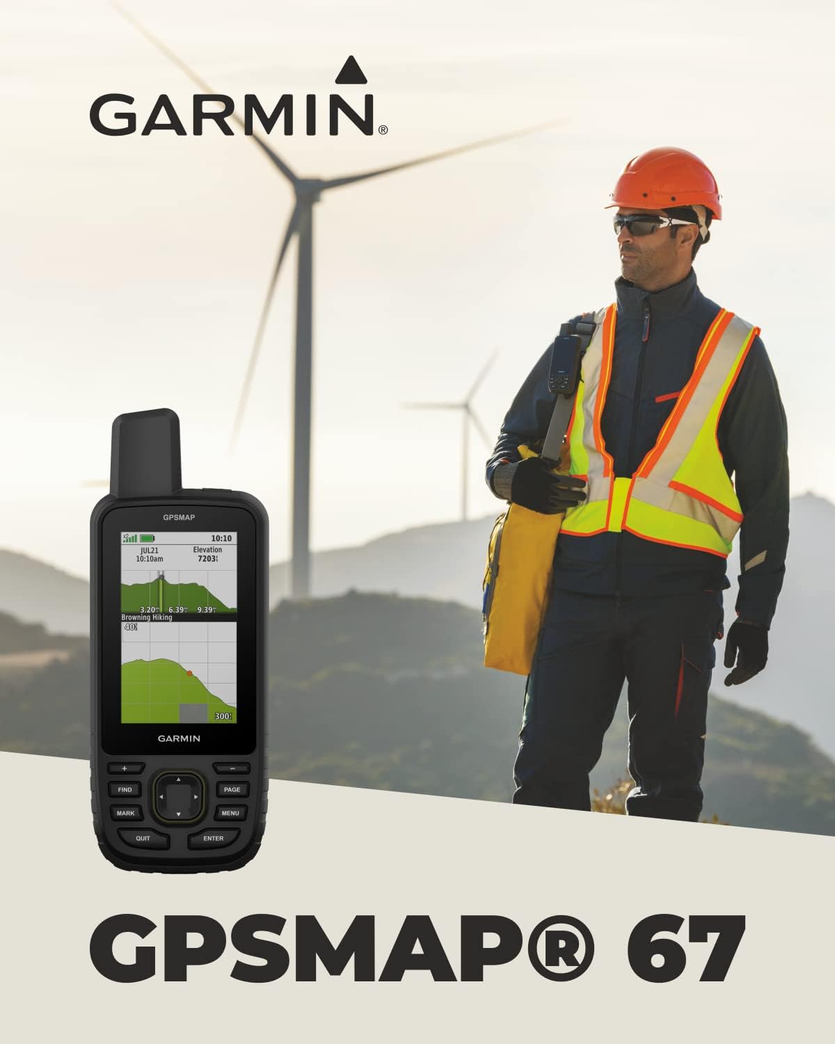 Wearable4U – Garmin GPSMAP 67 Rugged Senderismo de mano, soporte GNSS ampliado, pantalla de 3 pulgadas con paquete de energía