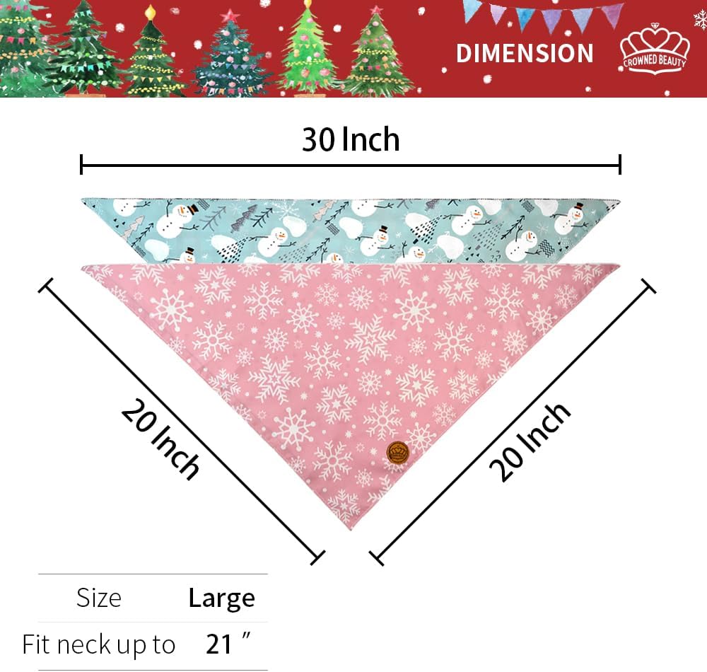 CROWNED BEAUTY Bandanas navideñas reversibles para perros, paquete de 2 unidades, juego de invierno fantasma, bufandas triangulares ajustables para