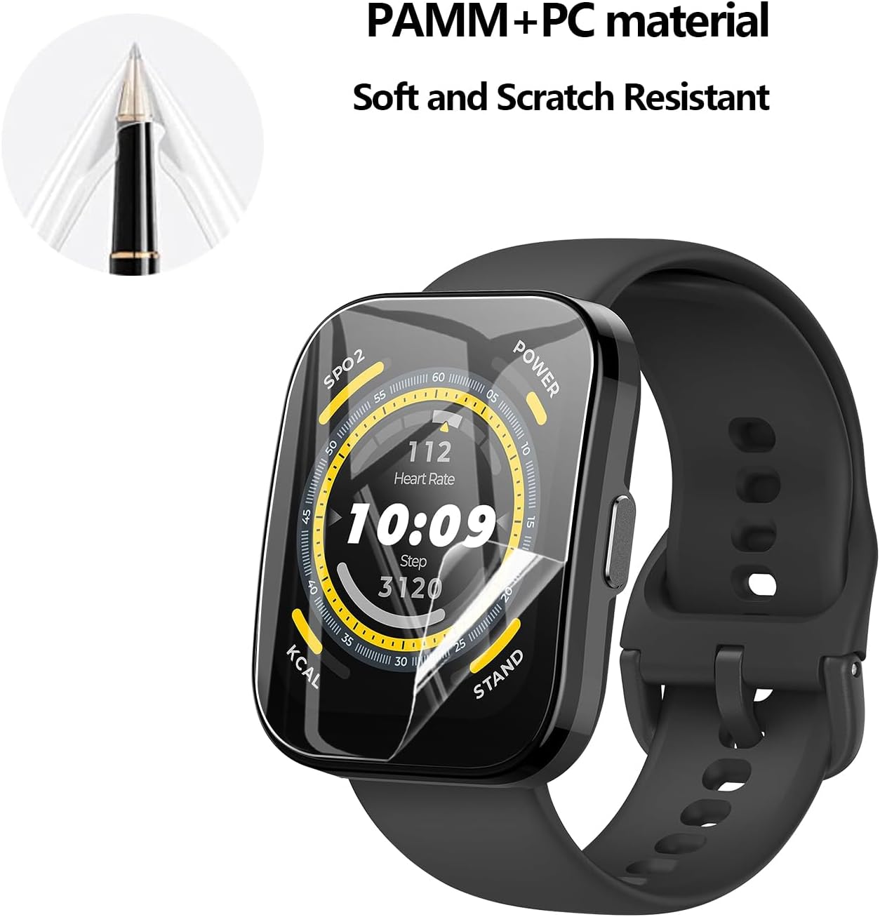 Natbok Paquete de 2 protectores de pantalla para Amazfit Bip 5, cobertura completa 3D, antiarañazos, sin burbujas, HD, transparente, flexible (no de