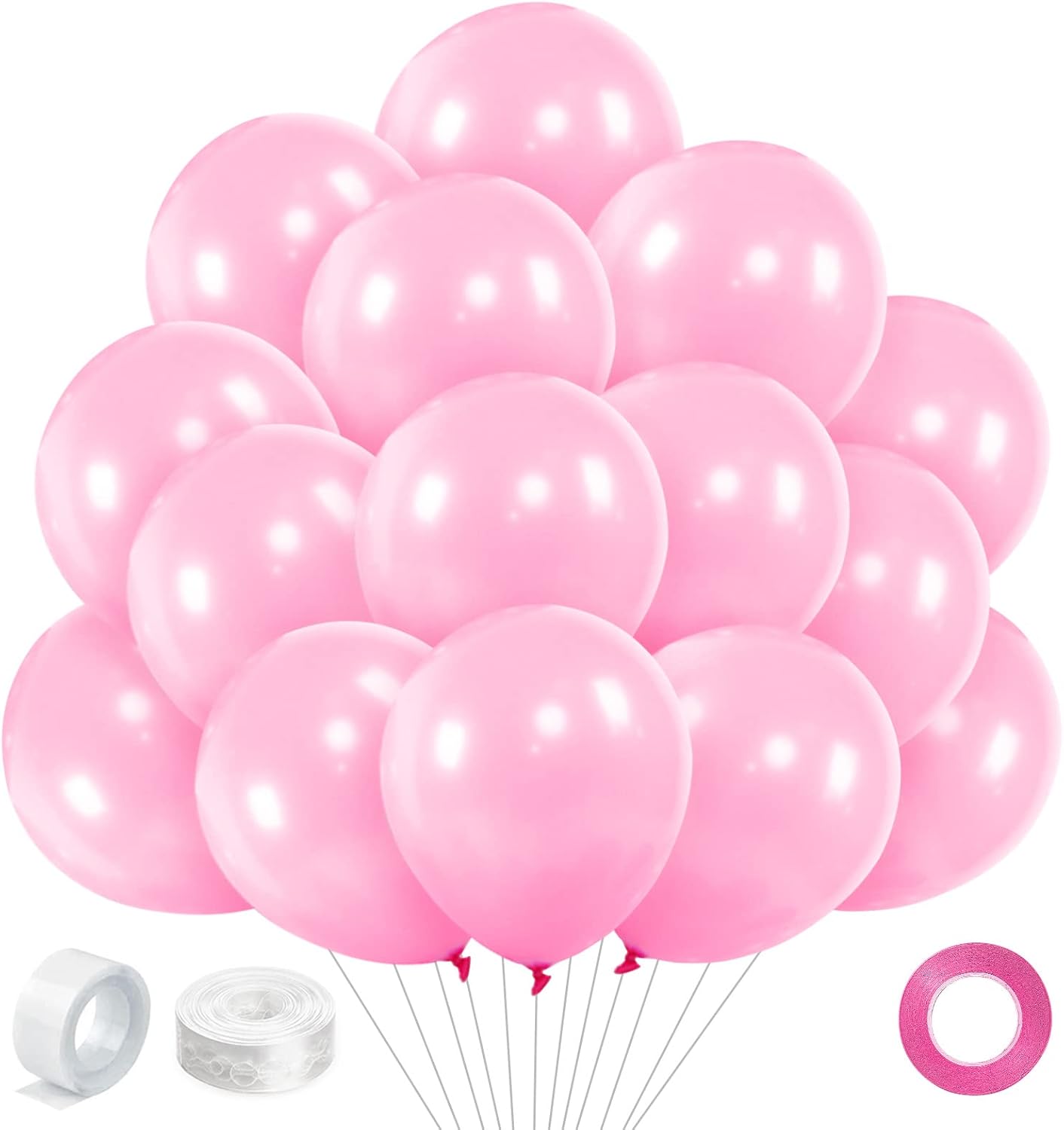 Globos rosados, 200 unidades, globos pequeños de látex rosa de 5 pulgadas, mini globos gruesos de cumpleaños rosa para decoraciones de cumpleaños,