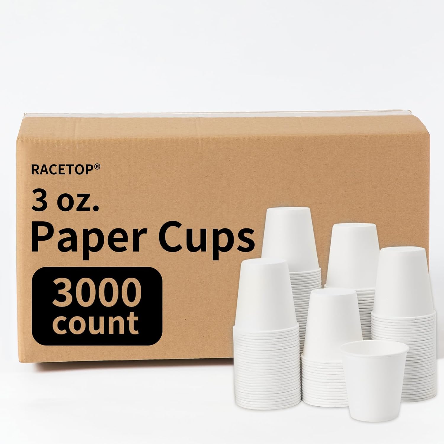 RACETOP Paquete de 3000 vasos de papel de 3 onzas para baño, vasos desechables para enjuague bucal, vasos de papel pequeños, para fiestas, pícnics,