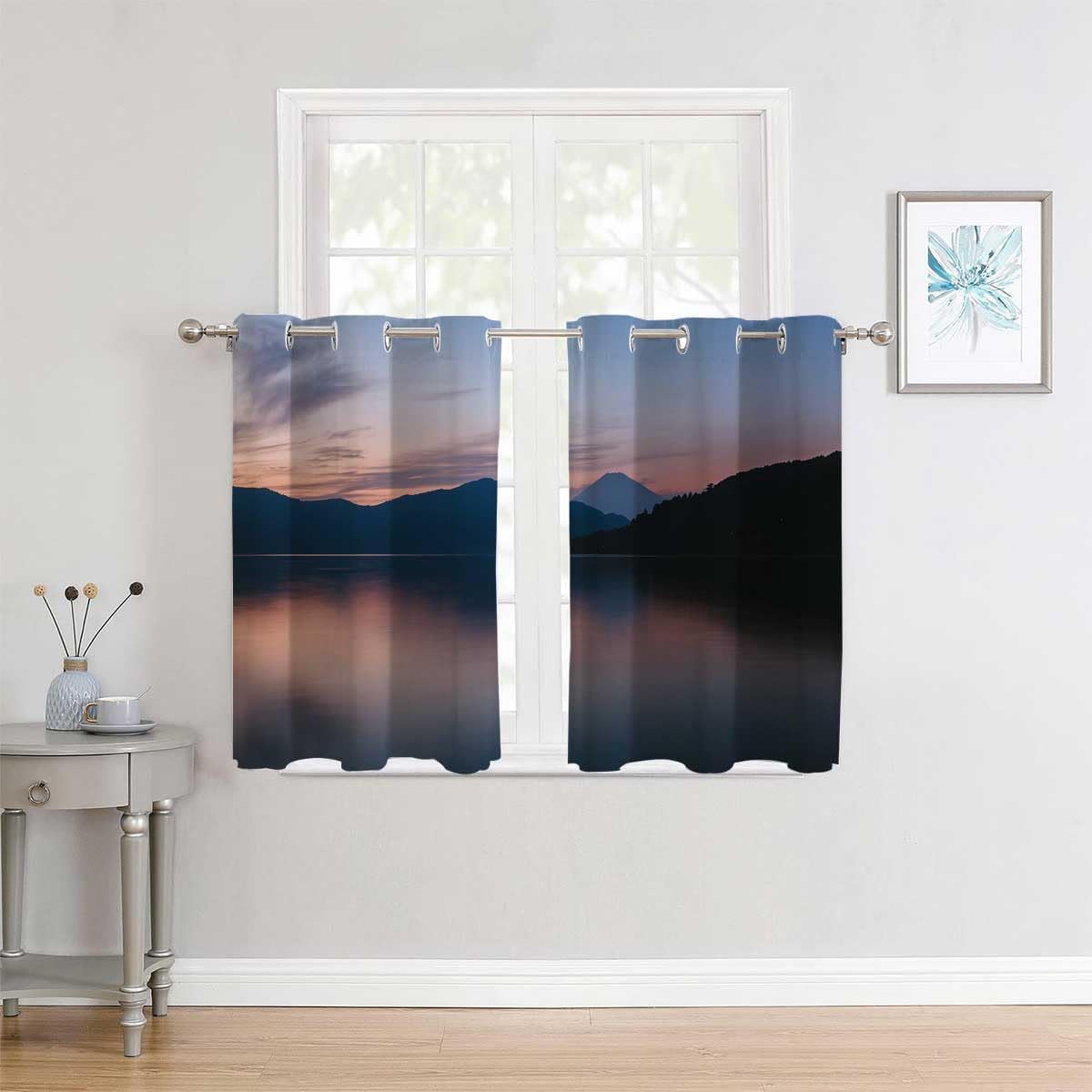 YANFENQI Cortinas para Habitacion Blackout Landscapes Sunset Night Scenery Wall Curtain Cortinas para Separar Cuartos 85Inch Width by 85Inch