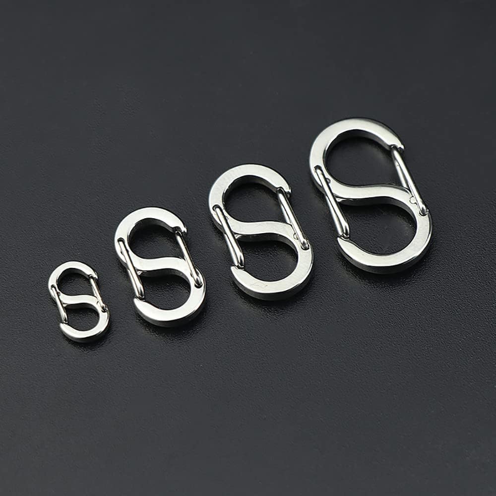 Titanium Carabiner Clips 6PCS Dual Snap Hook Small Keychain Spring Clasps for Camping Fishing Hiking Keychain Accessories