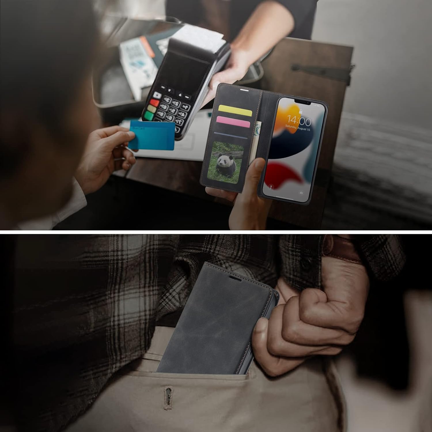 EYZUTAK Funda de cuero PU premium para Samsung Galaxy A54 5G, cierre magnético, funda protectora con función atril, ranura para tarjeta en efectivo,