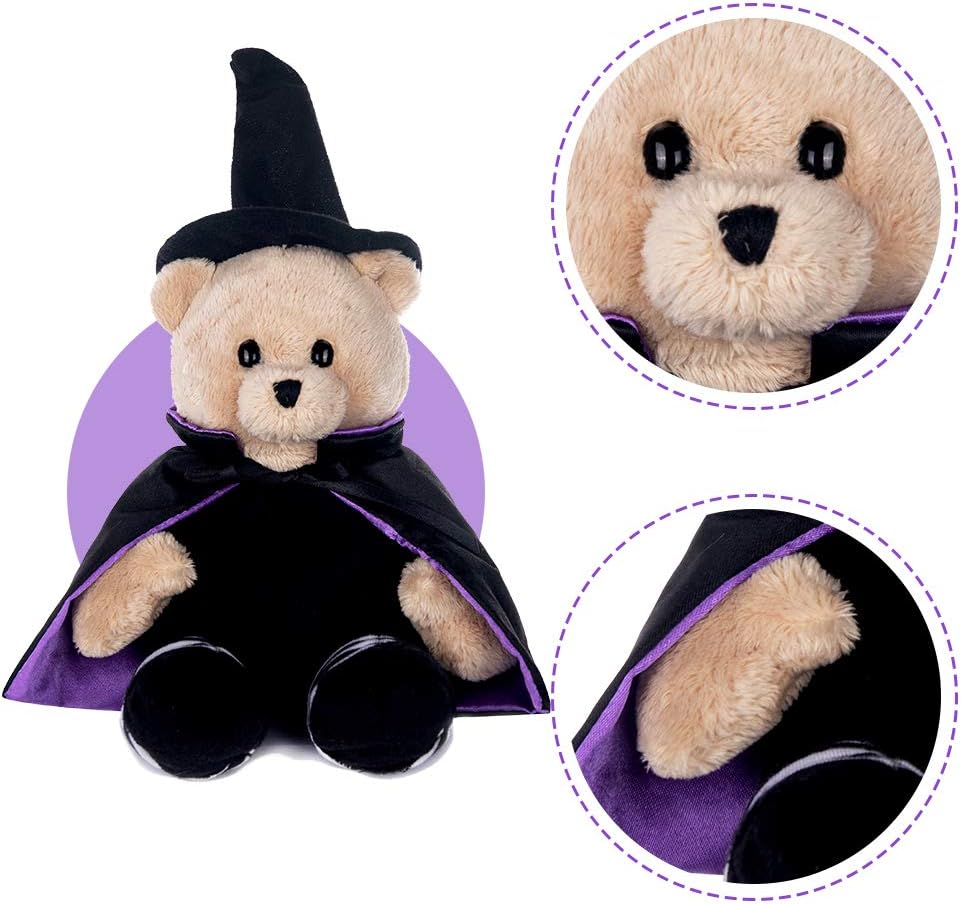 My OLi Juguete de peluche de mago de calabaza de 9 pulgadas, oso de peluche, peluche de calabaza con sombreros abatibles, adornos para niños