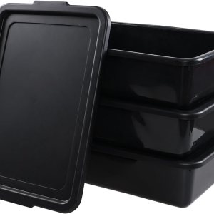 Sadstory – Caja de plástico para autobús comercial de 13 L con tapa, bañera de plástico para restaurante, color negro, 3 paquetes Sadstory – Caja de plástico para autobús comercial de 13 L con tapa, bañera de plástico para restaurante, color negro, 3 paquetes