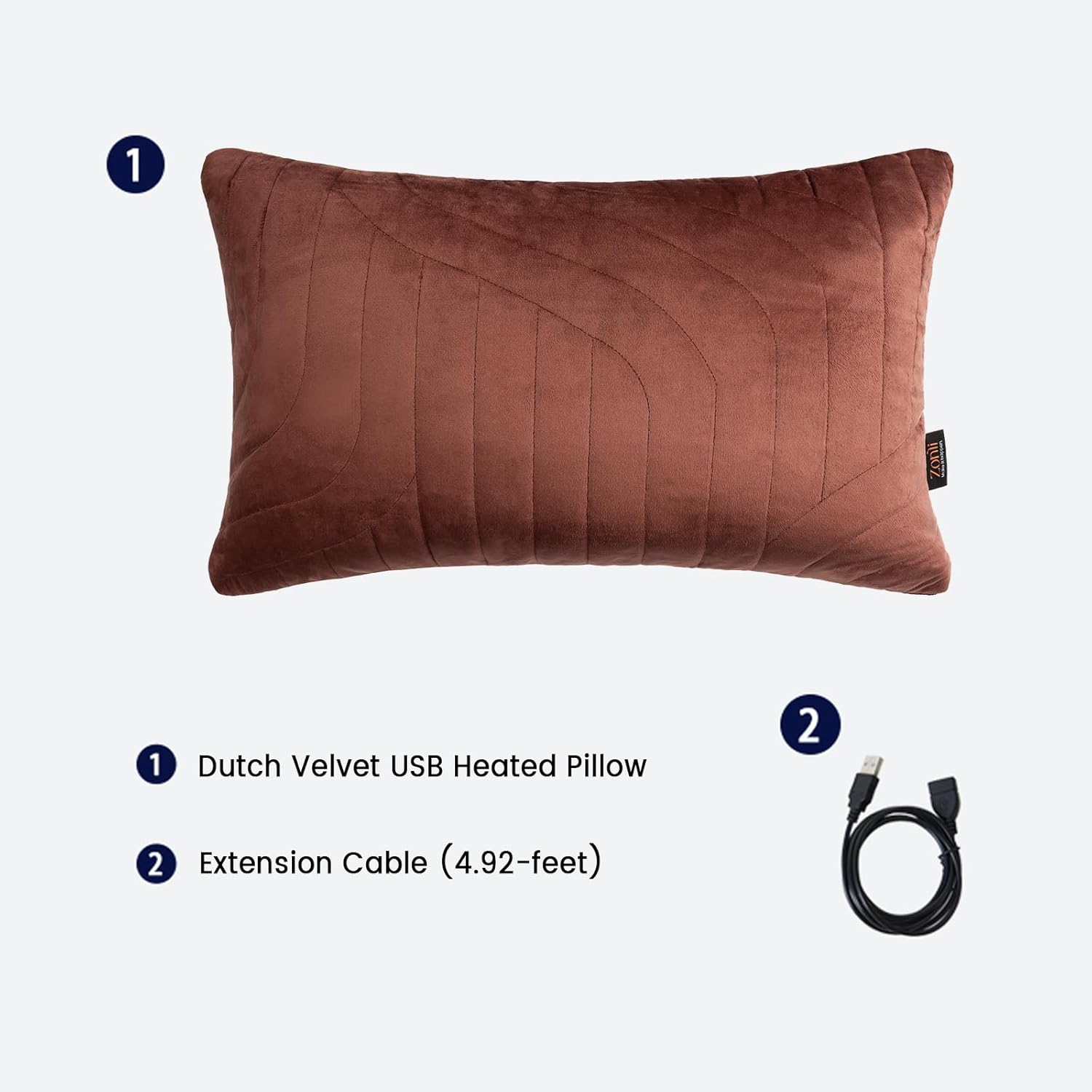 ZonLi Almohada térmica de apoyo lumbar para silla de oficina, almohada térmica USB para aliviar el dolor, almohada térmica de terciopelo holandés