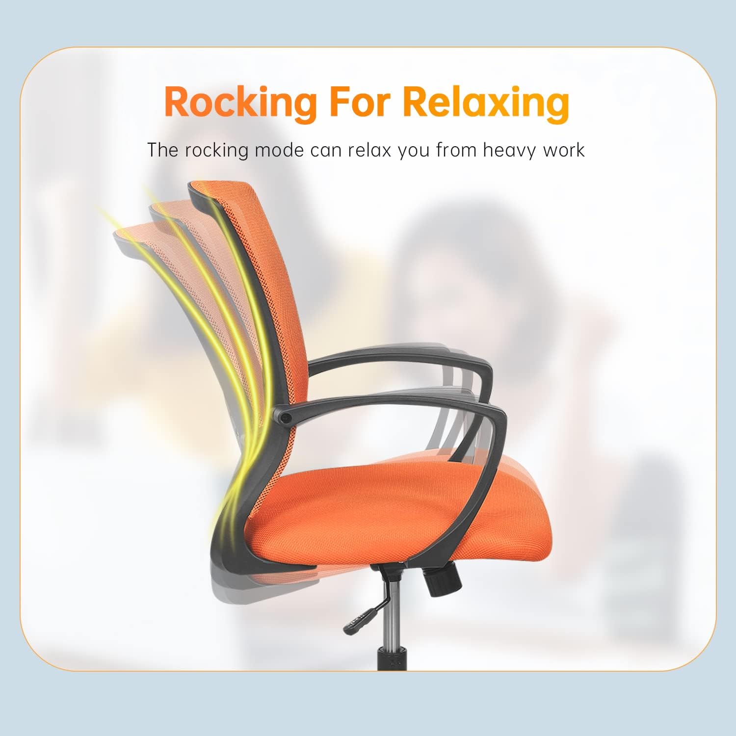 Silla de oficina de malla, silla de computadora con soporte lumbar, reposabrazos giratorio, ajustable, ergonómica, para adultos (naranja)