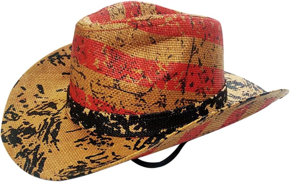 VILLCASE Sombrero de verano de paja para el día de la independencia, playa, Panamá, sombrero clásico de jazz para hombres y mujeres, 4 de julio