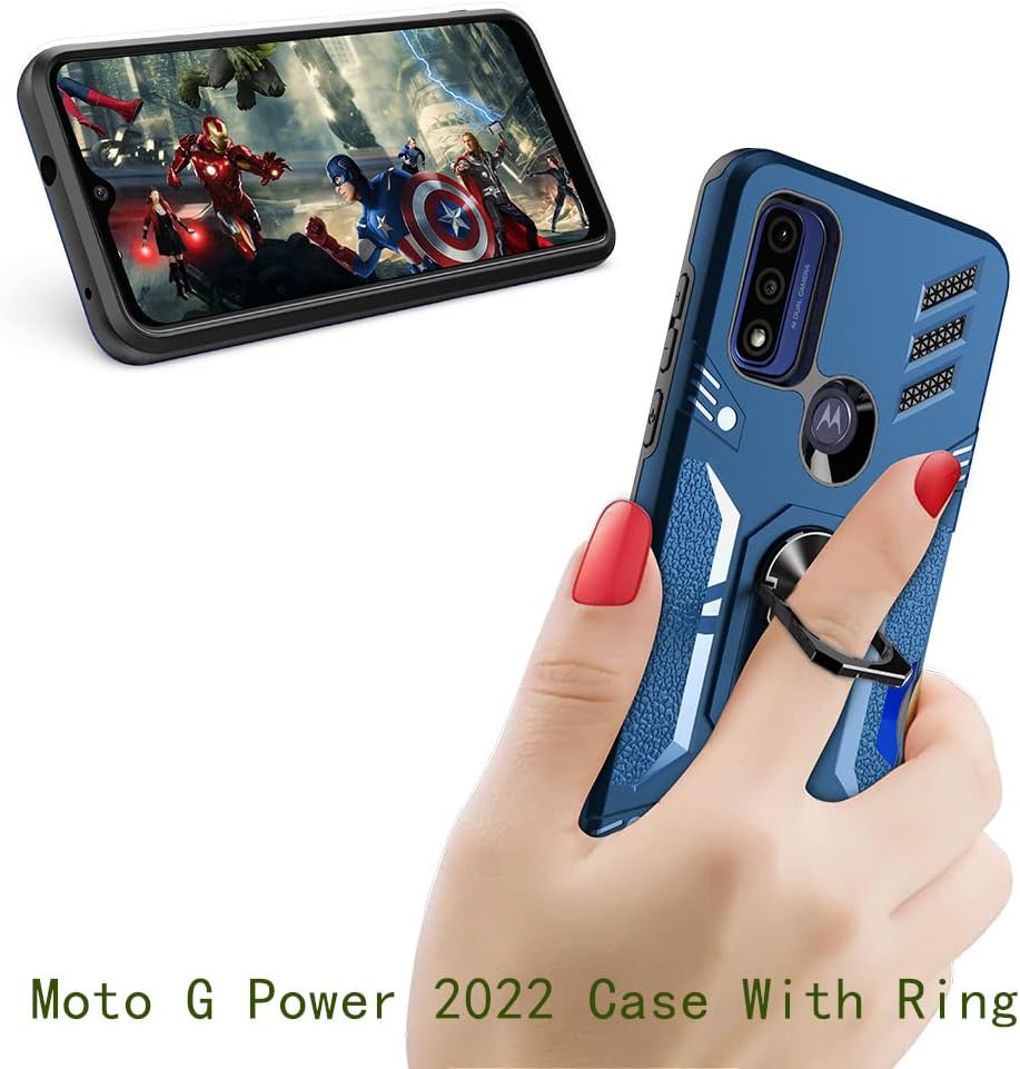 Funda para Motorola Moto G Power 2022 con protector de pantalla Moto G Power 2022 con clip para cinturón Moto G Power 2022 con soporte para anillo,