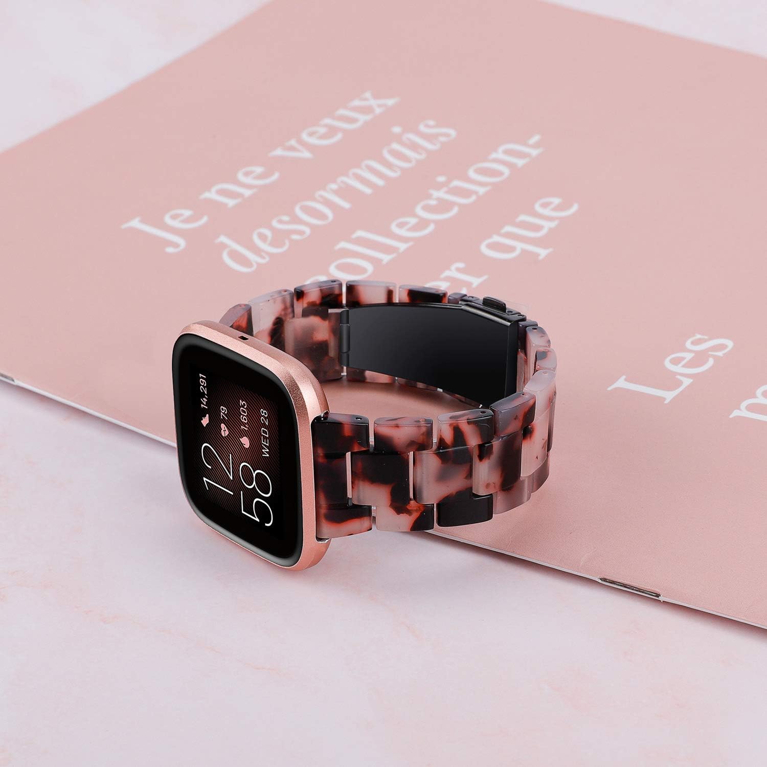 Wearlizer Resina y acero inoxidable compatible con correas Fitbit VersaVersa 2Versa LiteVersa SE para mujeres y hombres, reemplazo ligero compatible