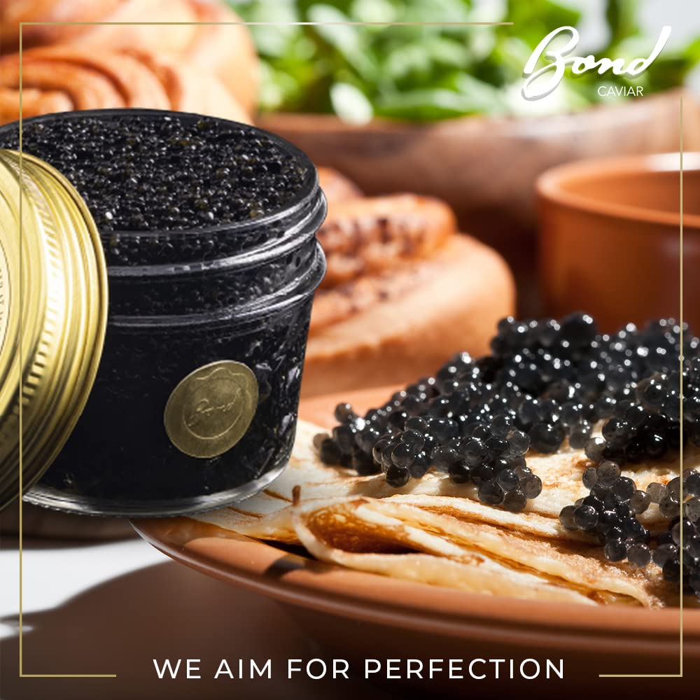 Bond American Hackleback Caviar – Huevas de caviar de renombre mundial, perlas negras pequeñas exclusivas, entrega durante la noche, lujo perfecto