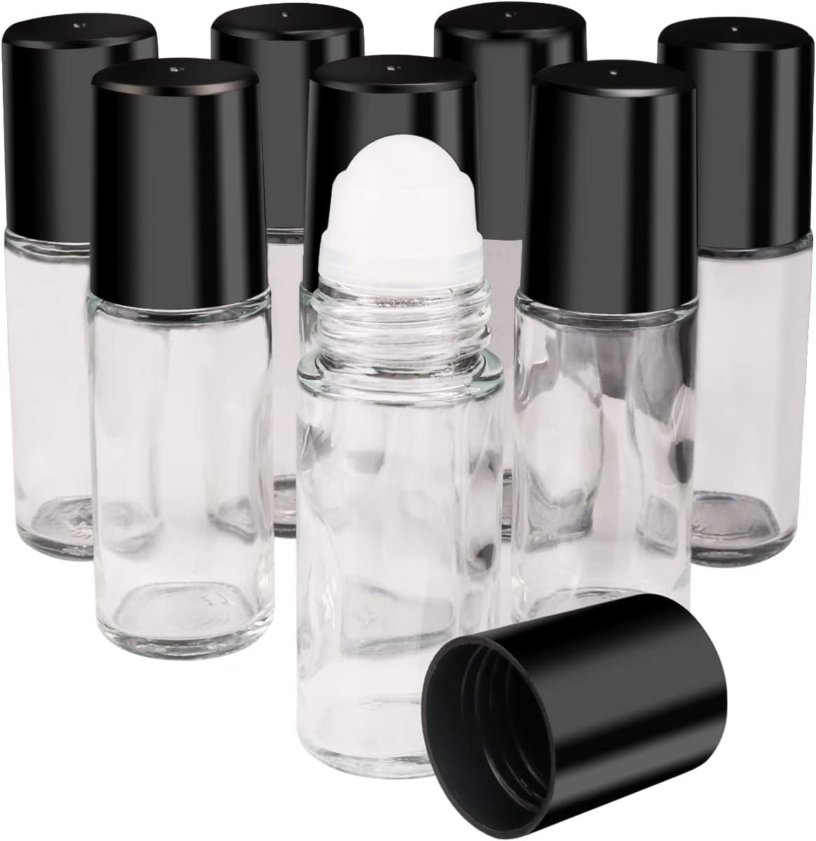 BOSMIOW Paquete de 8 botellas de vidrio enrollables, botellas vacías de desodorante, contenedor de desodorante recargable, botellas de rodillo de