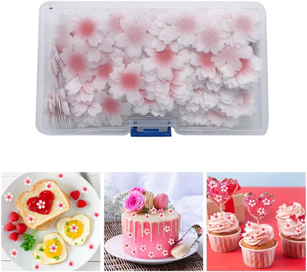 300 adornos comestibles para cupcakes de flores, papel de arroz adhesivo decorativo para cupcakes para bodas, fiestas de cumpleaños, decoración de