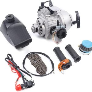 CHUNILLE Kit de motor de motor de 49 CC de 2 tiempos con tanque de combustible de un solo cilindro para mini bicicleta, motocicleta, cuatrimoto, CHUNILLE Kit de motor de motor de 49 CC de 2 tiempos con tanque de combustible de un solo cilindro para mini bicicleta, motocicleta, cuatrimoto,