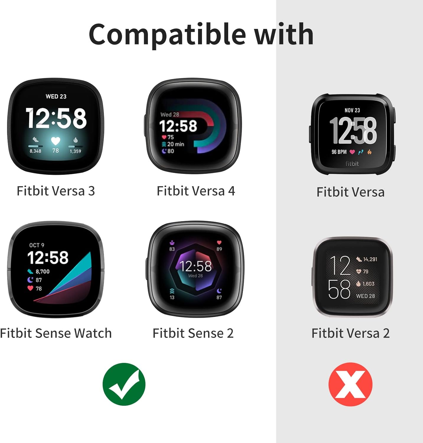 CAGOS Correas de repuesto para Fitbit Versa 3, Versa 4, Fitbit Sense, Sense 2, para mujeres y hombres, correa de nailon resistente, transpirable,
