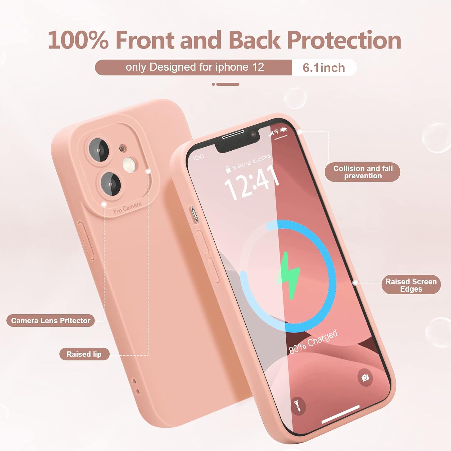 YZR Compatible with iPhone 12 Case 6.1 inch(2020),Silky and Soft Touch Series Premium Soft Liquid Silicone Rubber Full-Body Protective Bumper Case