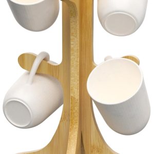 Soporte para tazas de café, soporte para tazas de café con 6 ganchos, soporte de bambú para árbol, accesorios de café, decoración y organizador de Soporte para tazas de café, soporte para tazas de café con 6 ganchos, soporte de bambú para árbol, accesorios de café, decoración y organizador de