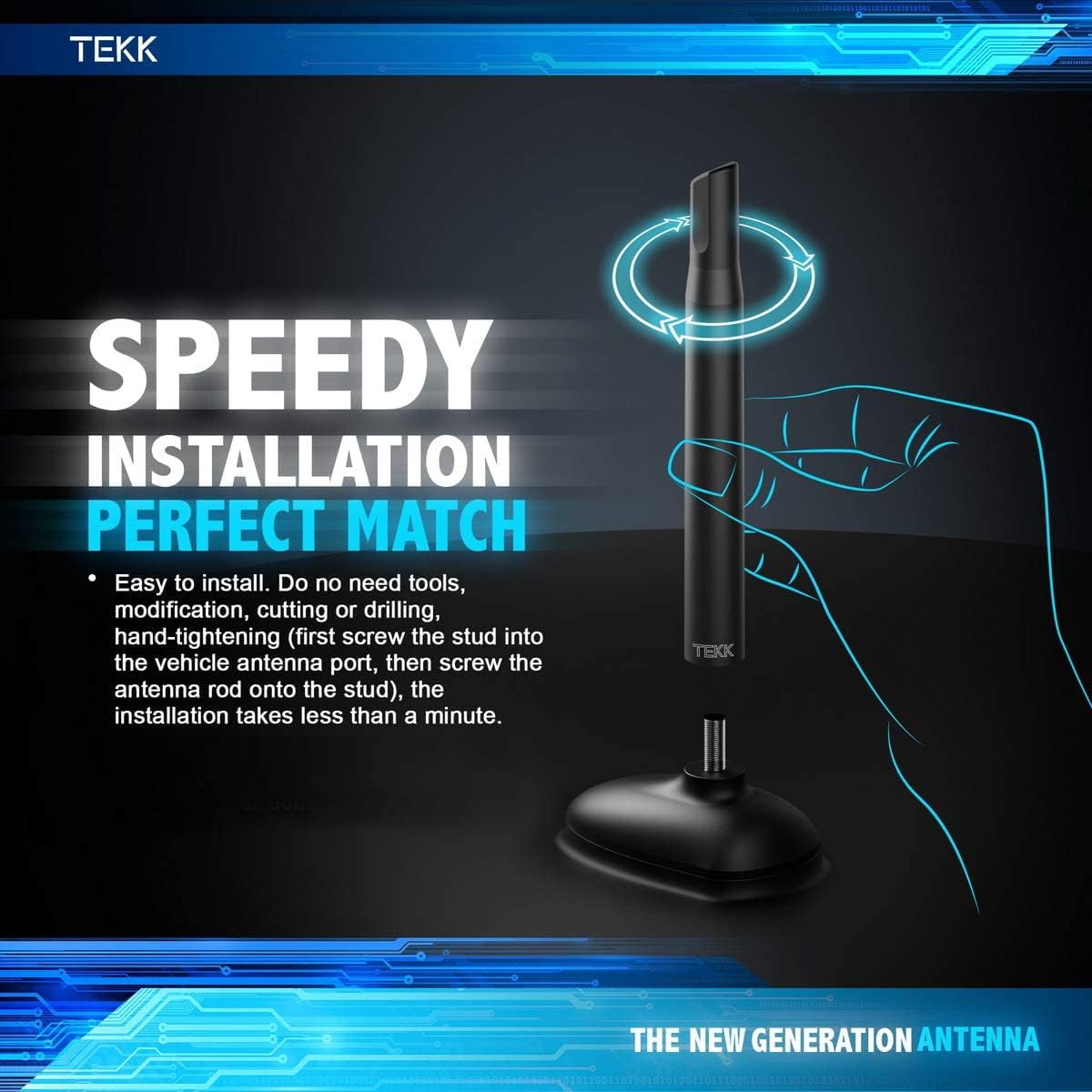 Tekk Short Antenna Compatible with Select Models Ford Bronco 2022  Designed for Optimized FMAM Reception  4.8 Inches