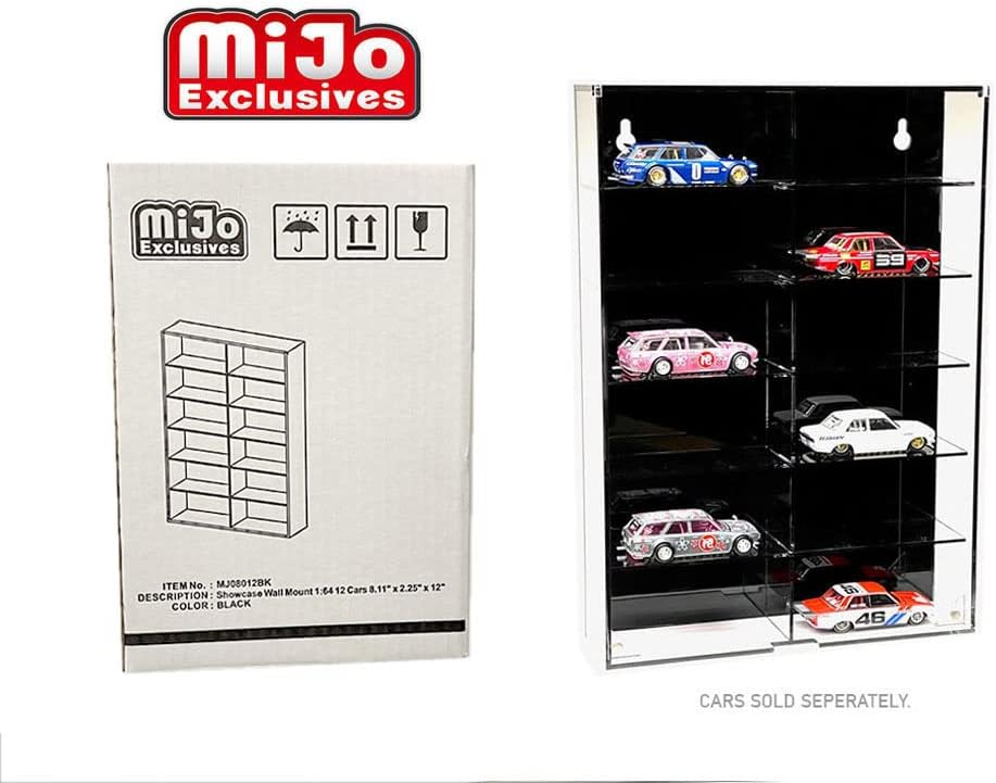 Soporte de pared para vitrina 164 12 coches 8.11″ x 2.25″ x 12″ negro – MJ08012BK