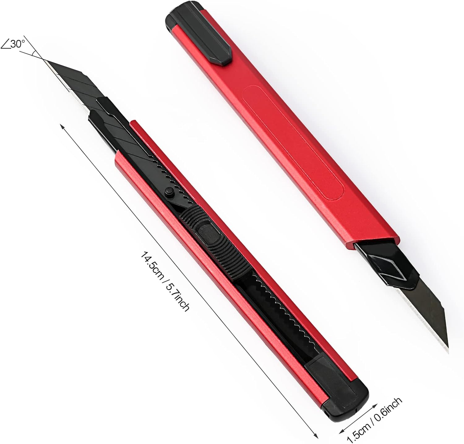 FOSHIO Retractable Utility Knife with 30 Degree Snap Off Blade 9MM, Box Cutter for Carton, Cardboard and Box, Office and Home Use, 3 Pack Red