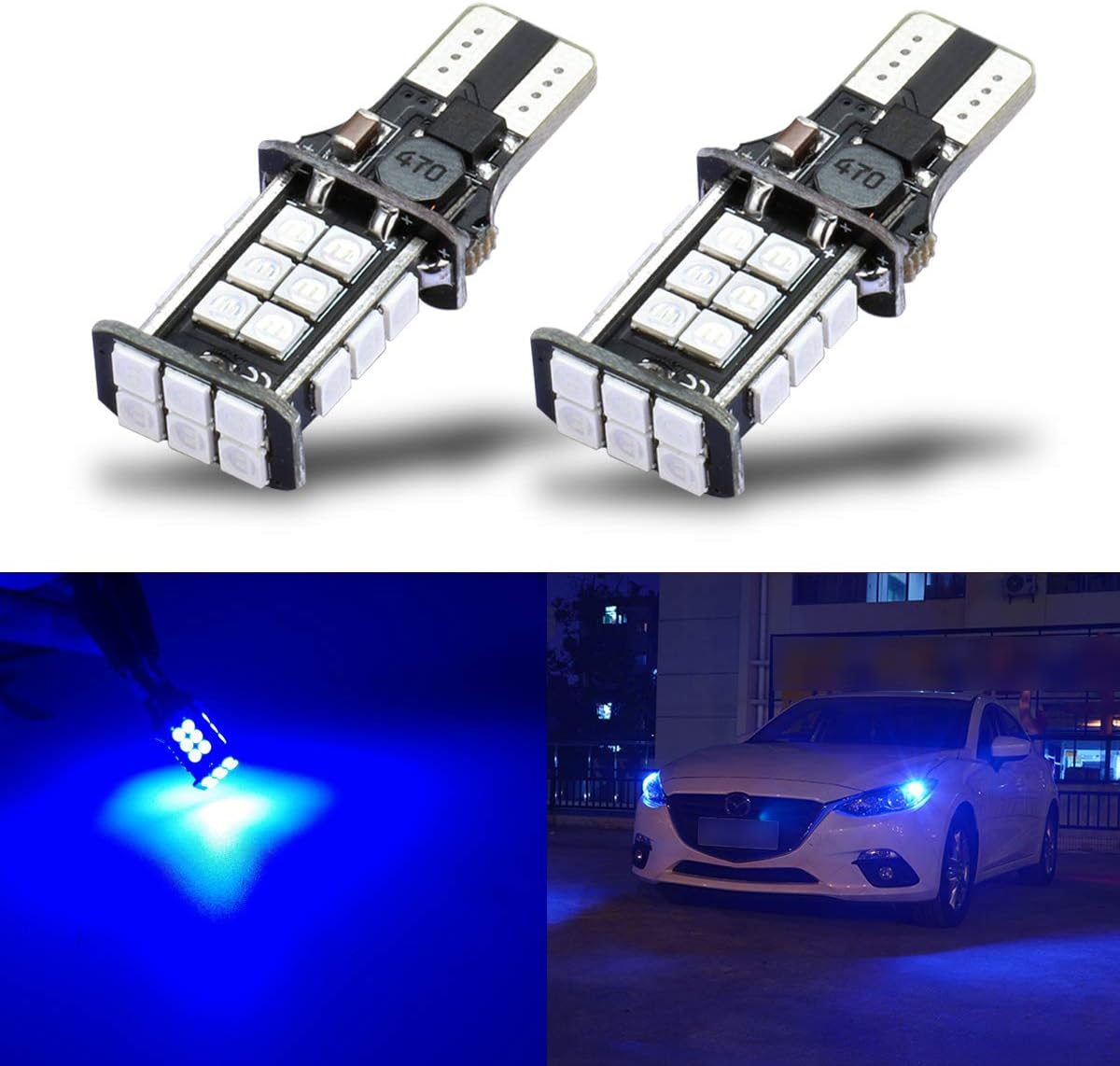 iBrightstar 3030 chipsets T15 912 W16W 921 bombillas LED sin errores para luces de marcha atrás, luces de carga para camiones, 3 luces de freno,