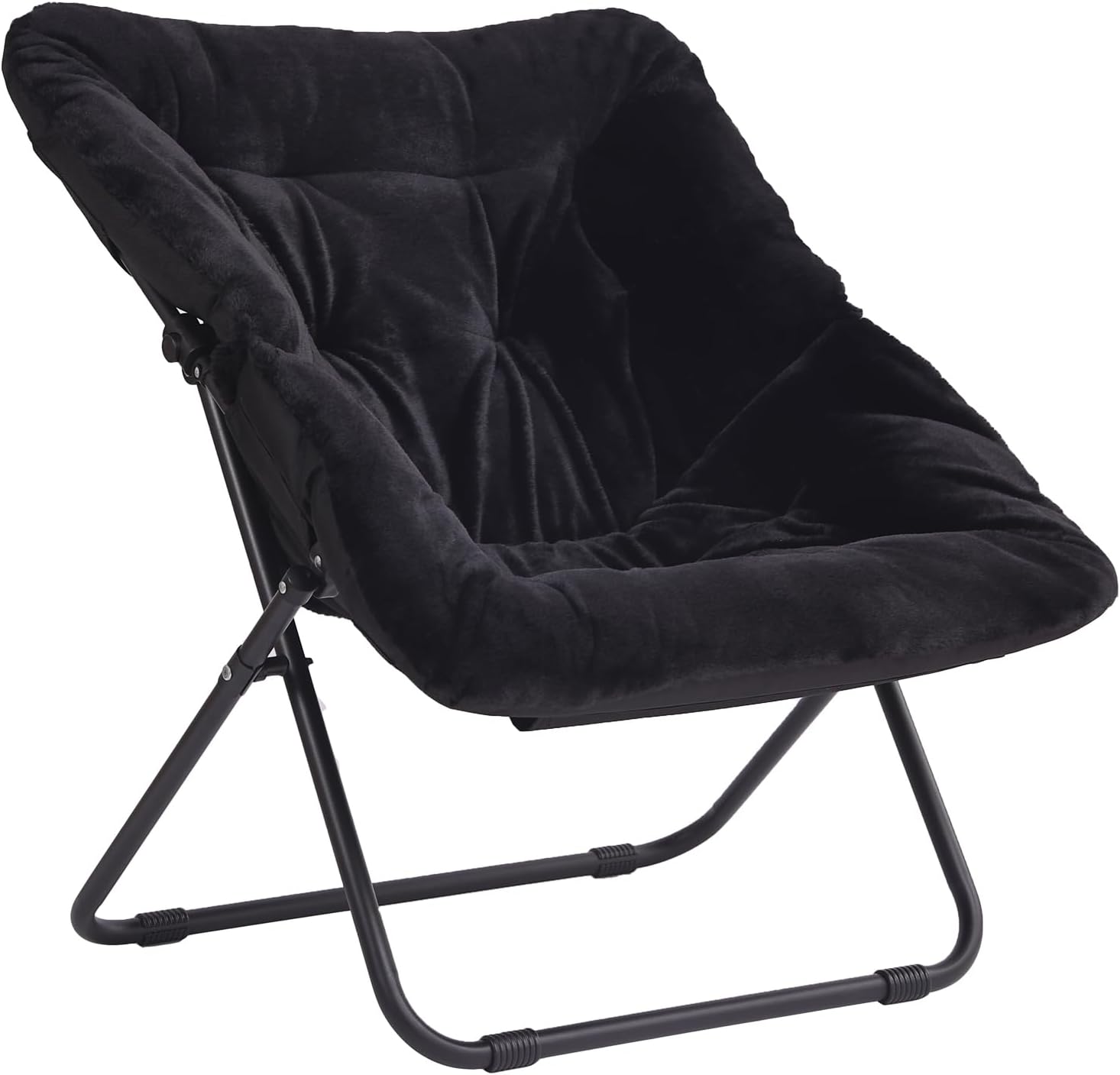 Silla platillo, cómodas sillas de dormitorio, silla plegable de piel sintética de gran tamaño, silla plegable con marco de metal para dormitorio,