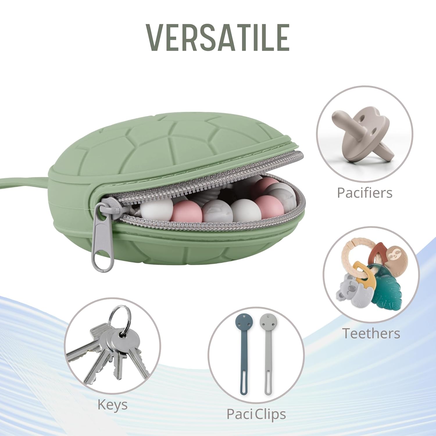 Funda de silicona para chupete, sin BPA, para bebés recién nacidos, para niños y niñas, funda portátil de silicona para chupetes (verde azulado