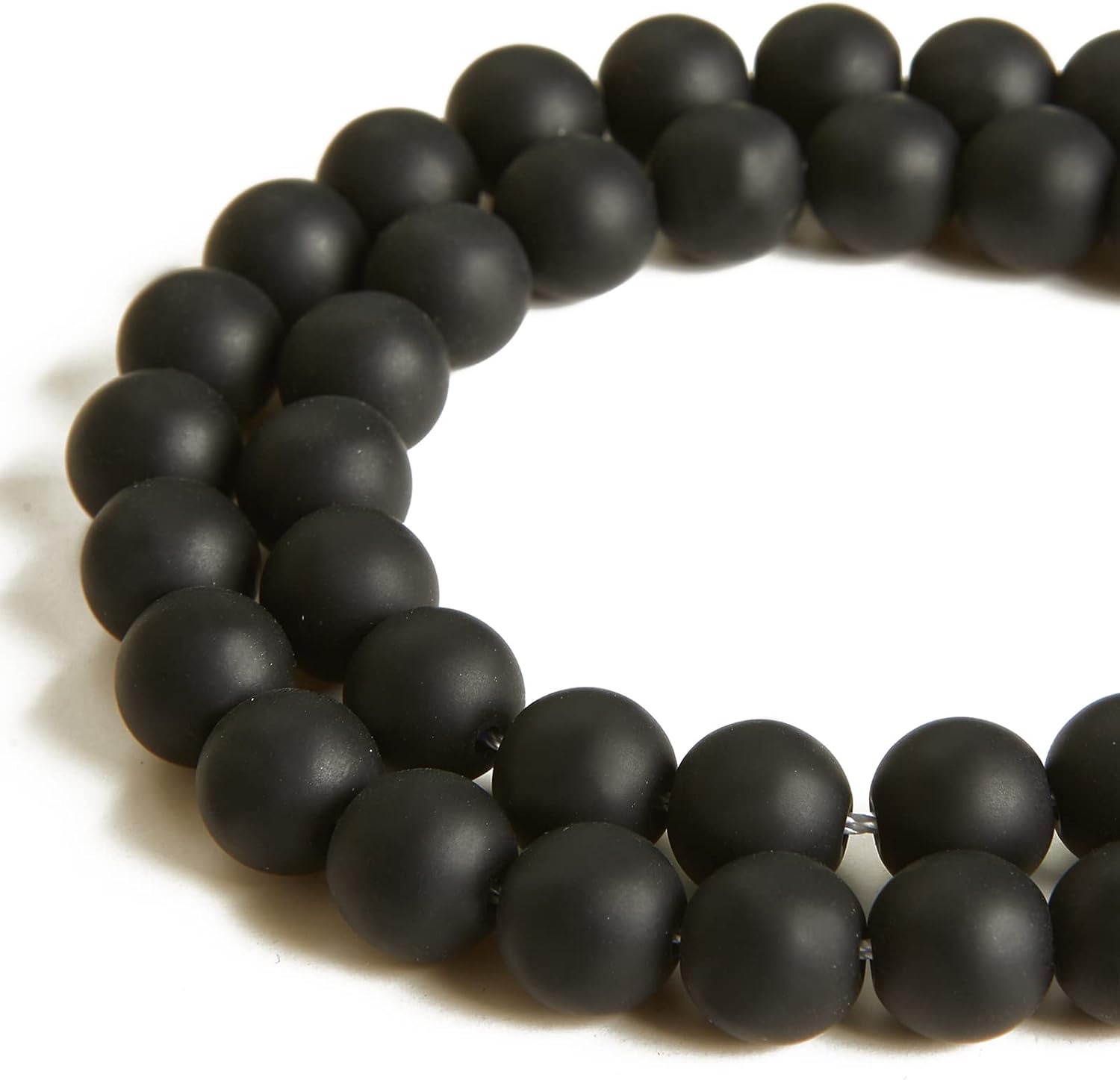 100 cuentas redondas sueltas de color negro mate de 0.236 pulgadas para hacer joyas